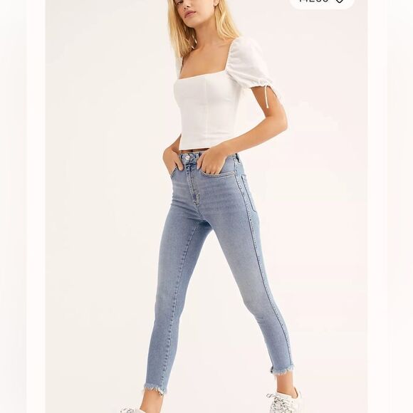 FREE PEOPLE RAW HIGH RISE SKINNY JEANS/ JEGGINGS IN SIERRA WASH SIZE 24 NEW!‎ - Picture 1 of 10